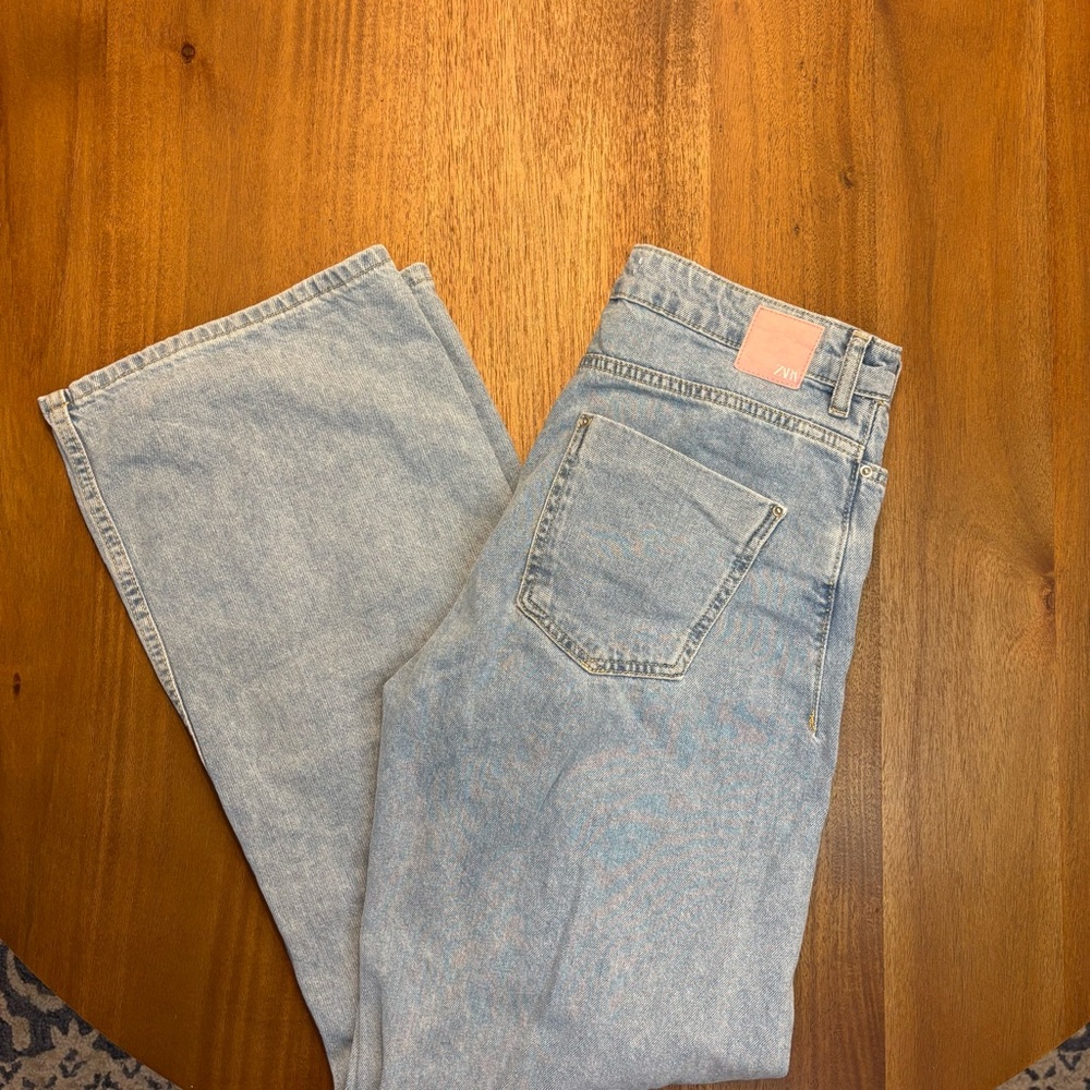Zara Light Blue Flare & Wide Leg Jeans